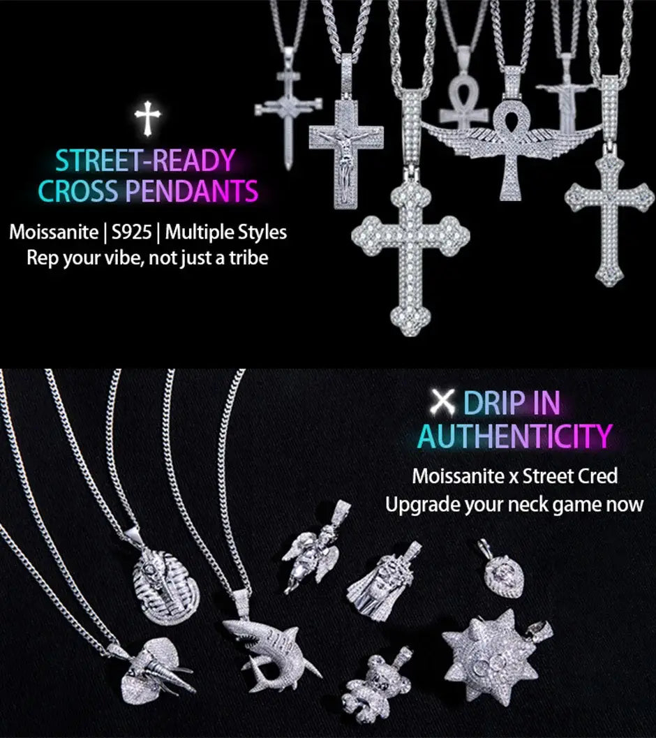 MossanRappr 1ct VVS1 Moissanite Men’ s Diamond Ring 925 Sterling Silver D Color Hip Hop Rings Iced out Fashion Jewelry