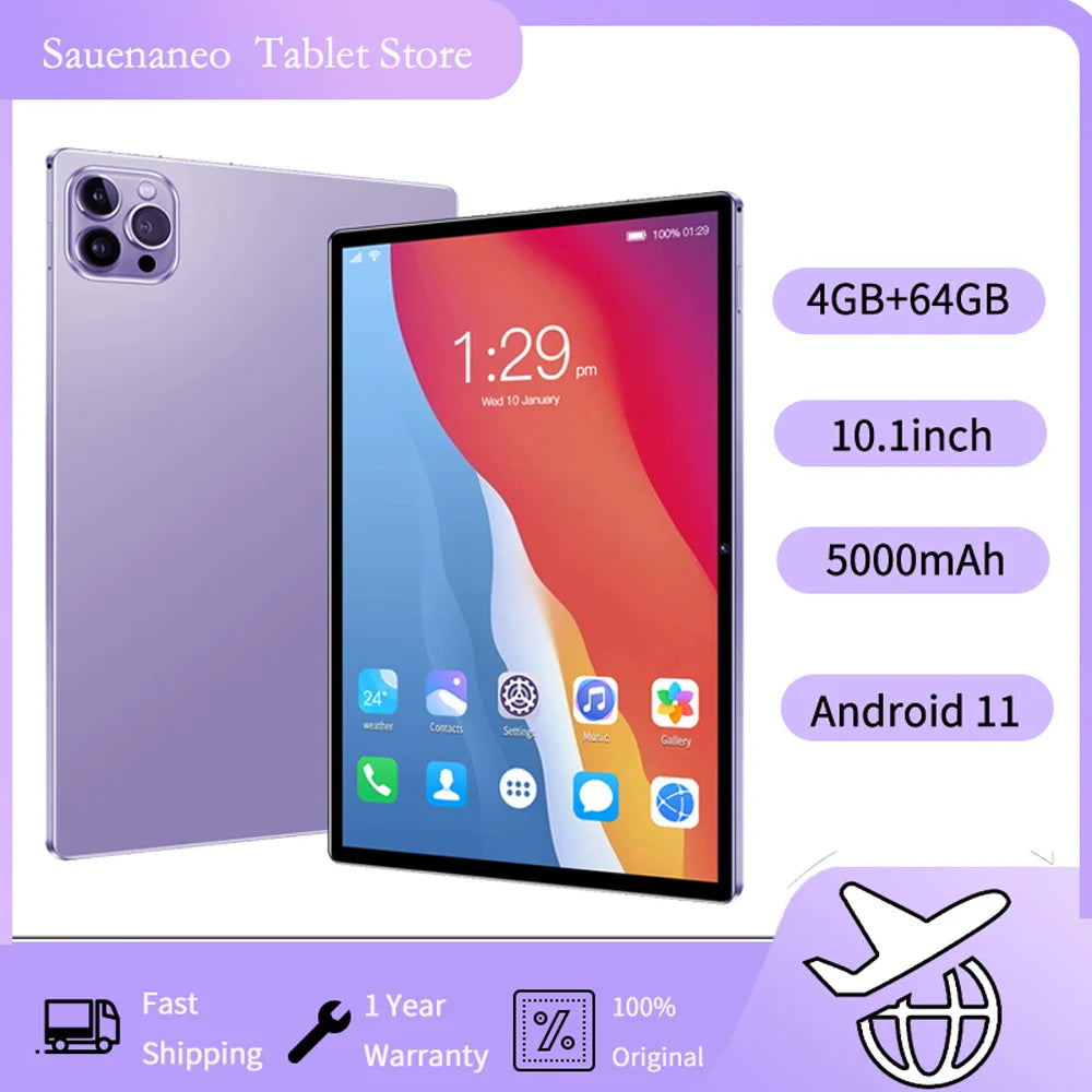 2024 Top selling 10.1-inch Tablet with 4GB RAM 64GB ROM Android 11 System Song Player Global Version 5000 mAh