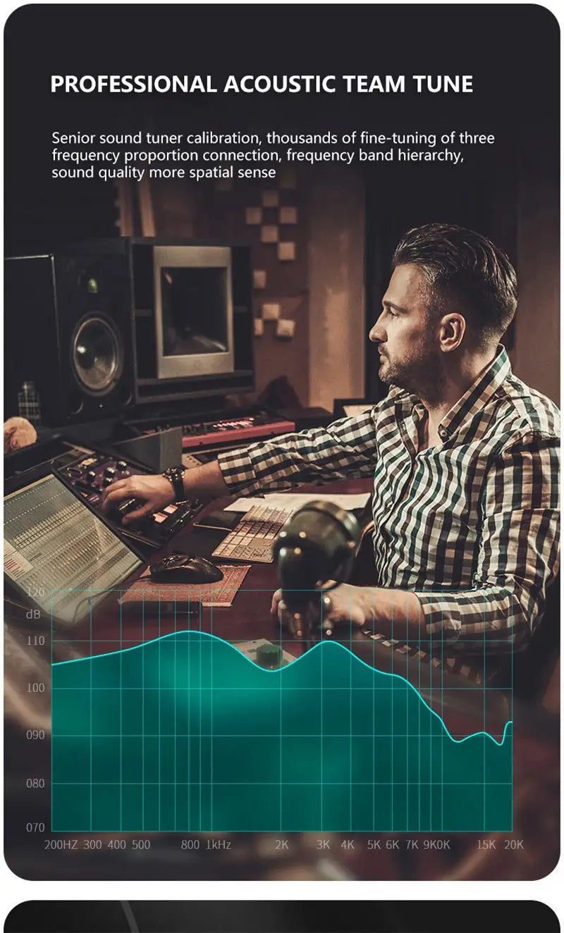 Sleek wired ear headset with microphone bass HiFi stereo for precise audio