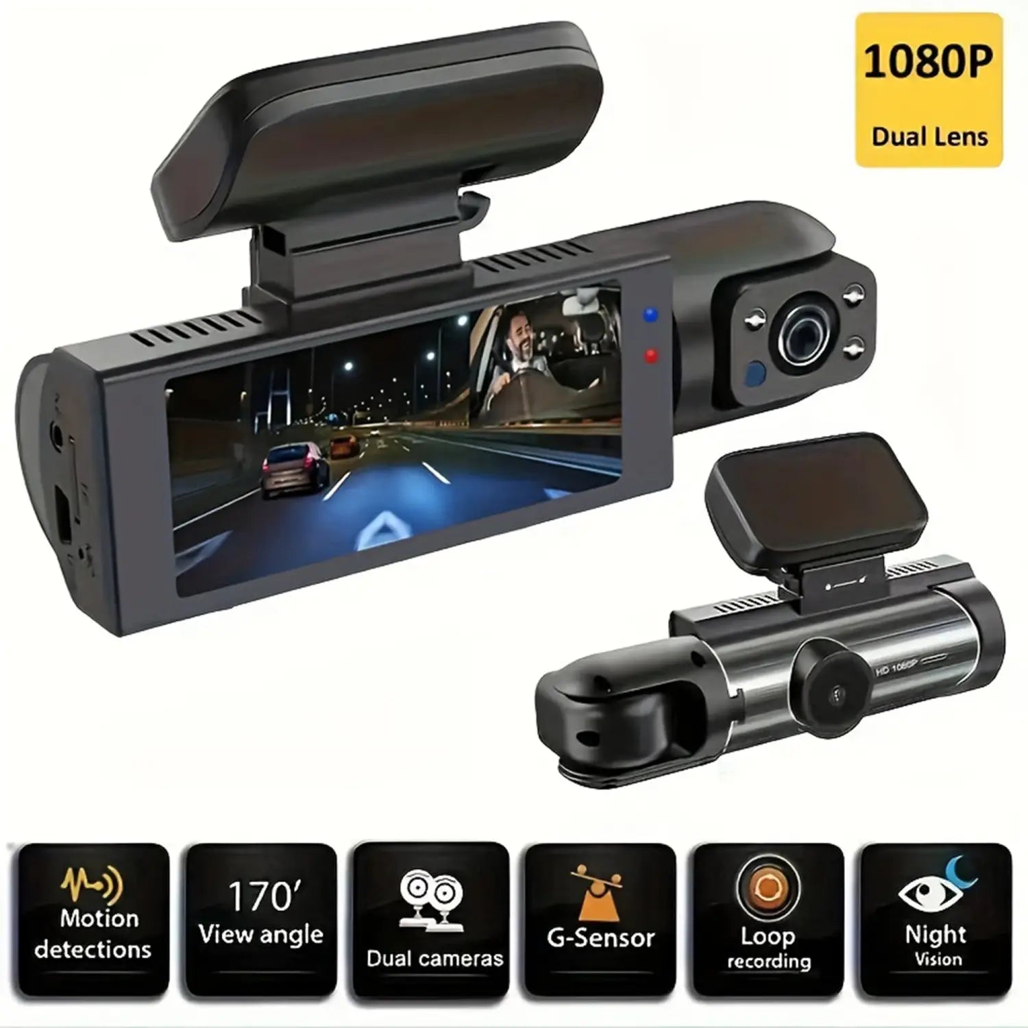Dual Lens Car DVR FHD 1920*1080P Dash Camera Cabin Dashcam Vehicle Video Cam Drive Recorder Interior Mini Dvrs Black Box