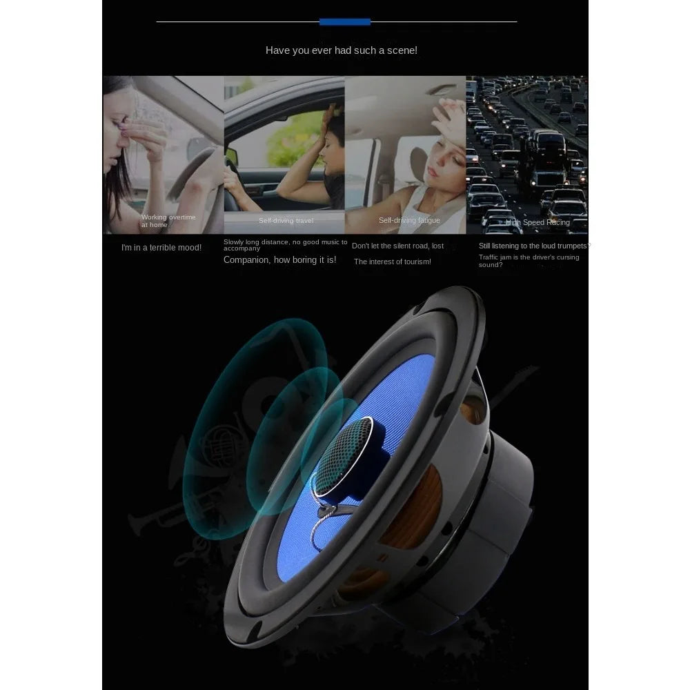 6.5 Inch Car Coaxial Speaker Tweeter Mid-bass Integrated Audio System Door 2pc