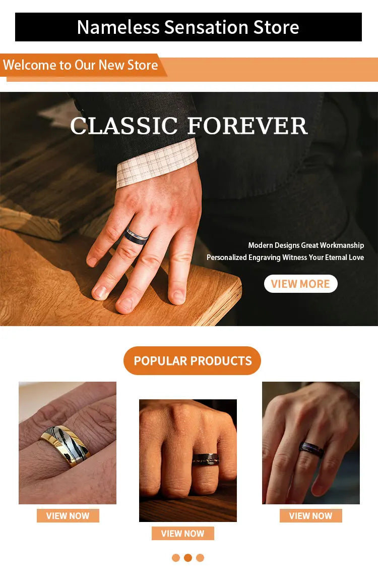 Men’s Hammered Black Damascus Steel Ring 8mm Engagement Wedding Rings Stylish Comfort Fit Unisex