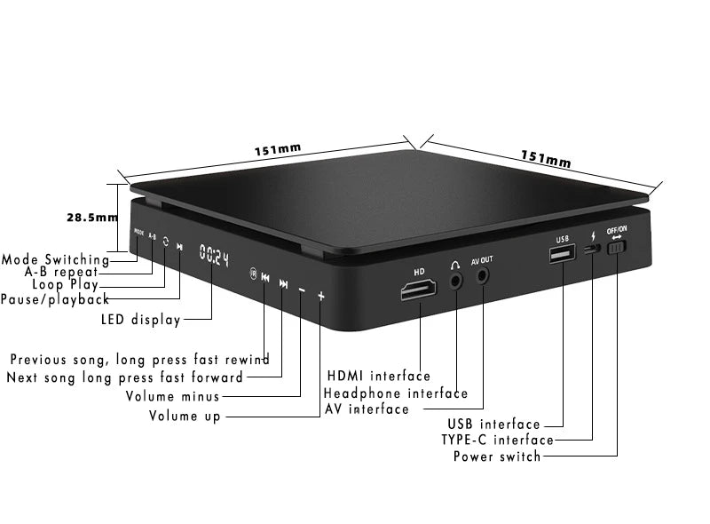 DVD Player HDMI for TV 1080P,Mini HD CD Players Home,Touch Sensor,HDMI & AV Cable and Controller Included,dvd 플레이어 плеер