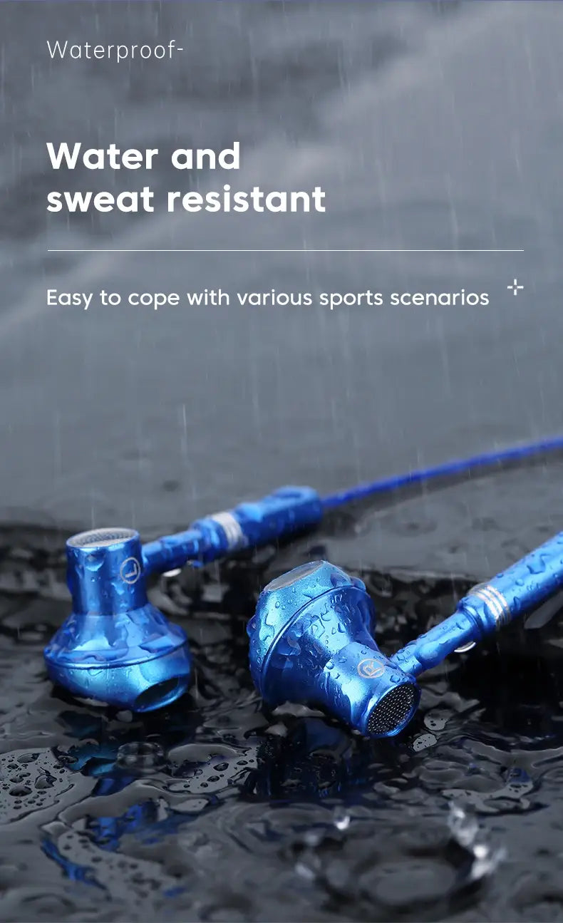 Metal Wired Earphones Sport Running Gaming Music Headphone 3.5mm In-Ear Headset with Microphone 9D Surround Sound