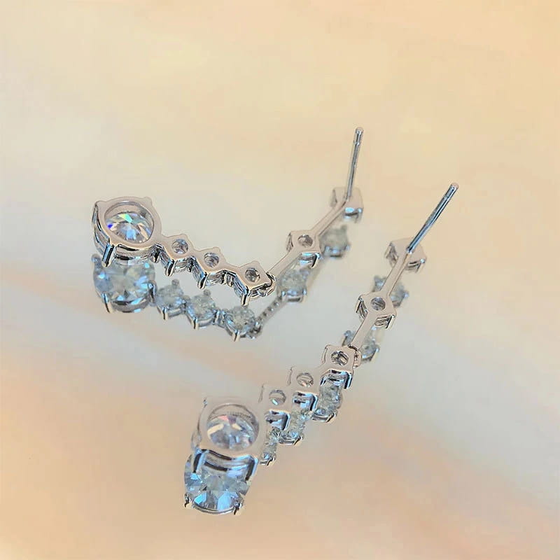 Moissanite Dangle Earrings For Women 3ct a Pair D Color VVS1 Diamond Long Tassel Ear Drops 925 Sterling Silver Fine