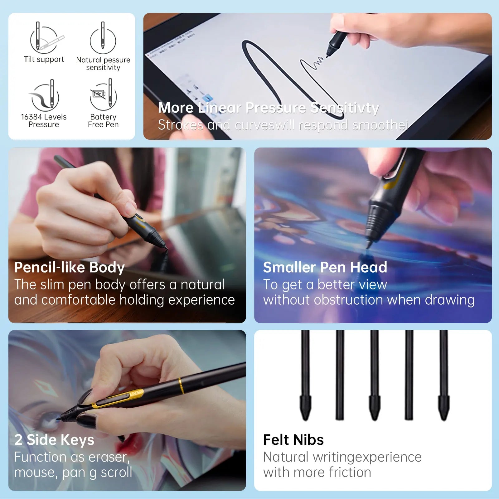 BOSTO BT-101A Portable Graphics Drawing Tablet 10.1 Inch IPS Screen Display with Finger Touch Anti-glare 16384 Pressure