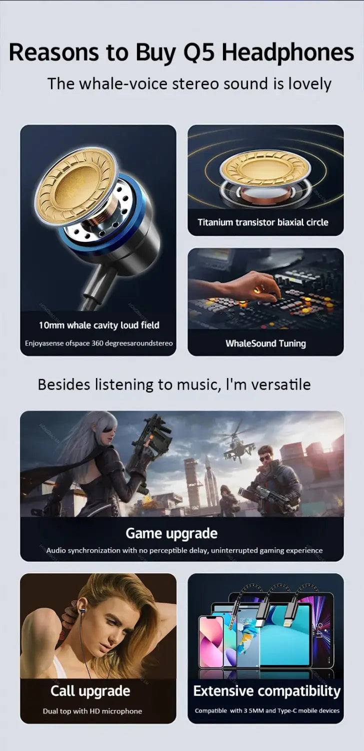 Gamer Wired Headphone Gaming Metal Earphone HiFi Bass Stereo 3.5mm-Pin Headset Noise Cancelling Earbud For Phone