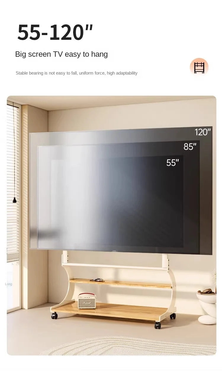 Mobile Rolling TV Stand for 50-100inch TVs Cart Shelf Mute Wheels up to 220lbs Max VESA 900x600mmFloor Support