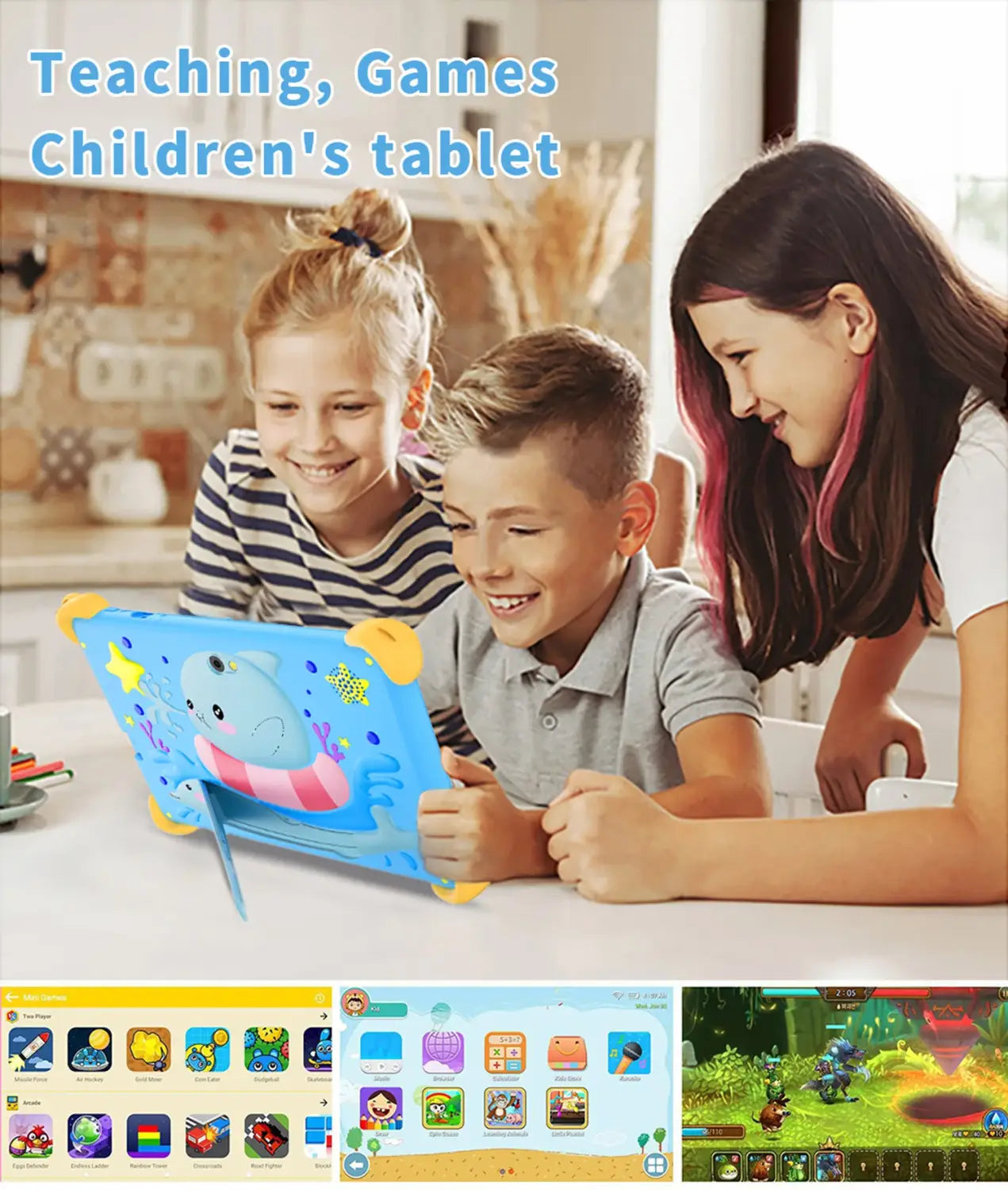 2025 New 7 Inch Cartoon Pattern Kids’ tablets Quad Core 4GB RAM 64GB ROM 5G WiFi Learning Education Games Tablet