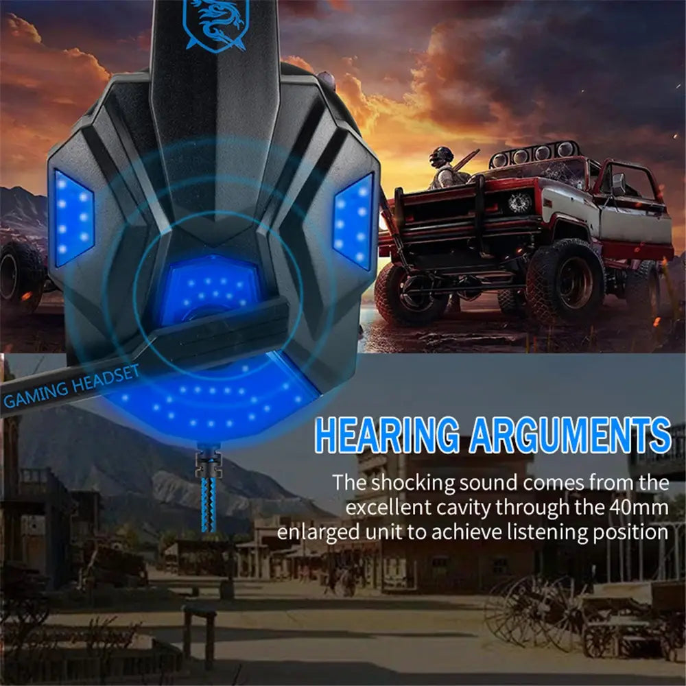 Wired Gaming Headphones With LED Light Noise-cancelling Gamer Headset Microphone for PC Computer Laptop For PS4 PS5 Xbox