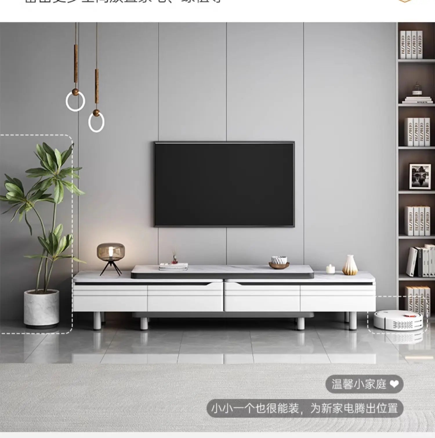 Modern LED TV Stand for Televisions Up Coffee Table Glass Shelves and Drawer Gaming Entertainment Center with Multiple