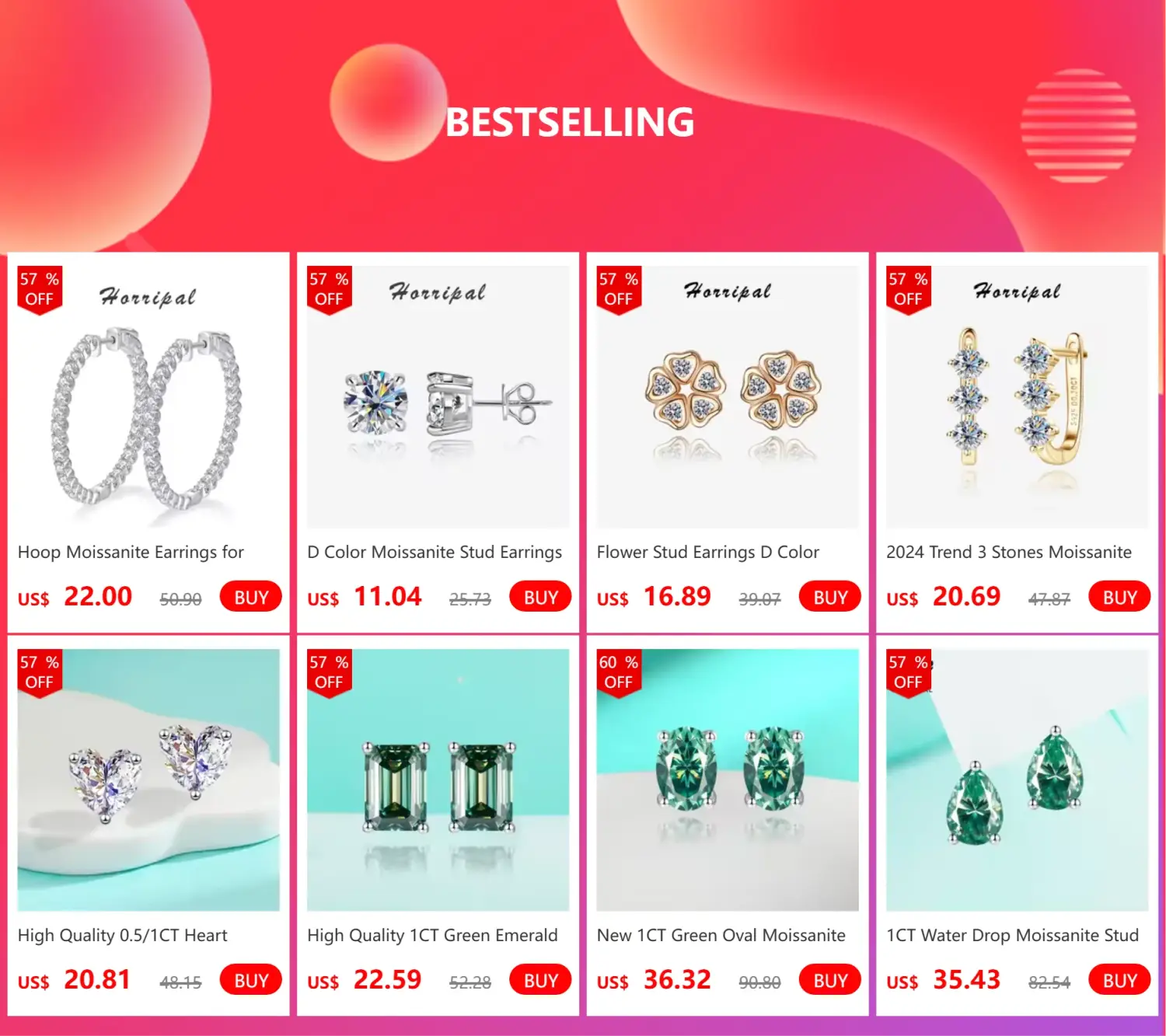 Hoop Moissanite Earrings for Women GRA Certified 2mm D VVS1 s925 Sterling Silver Plated 18k White Gold Diamond Wedding