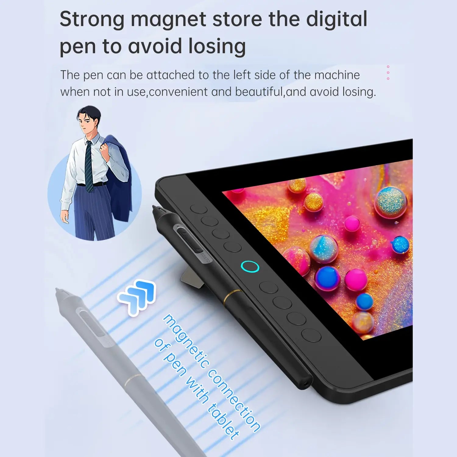 BOSTO BT-13HDK Portable Graphics Drawing Tablet 13.3 Inch H-IPS LED Screen Display Anti-glare Digital Art Pad