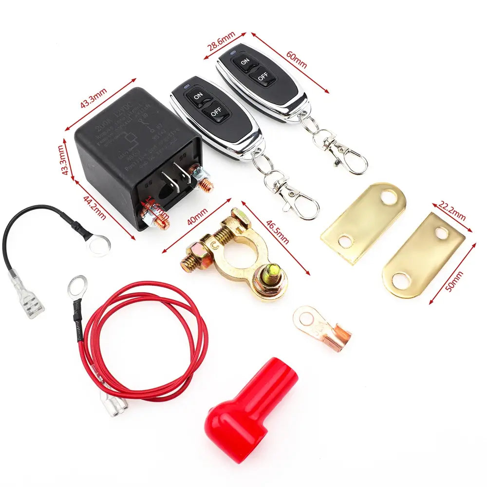 Automotive Relay Remote Car Control Battery Disconnect Anti-Theft with Dual Switch 12V