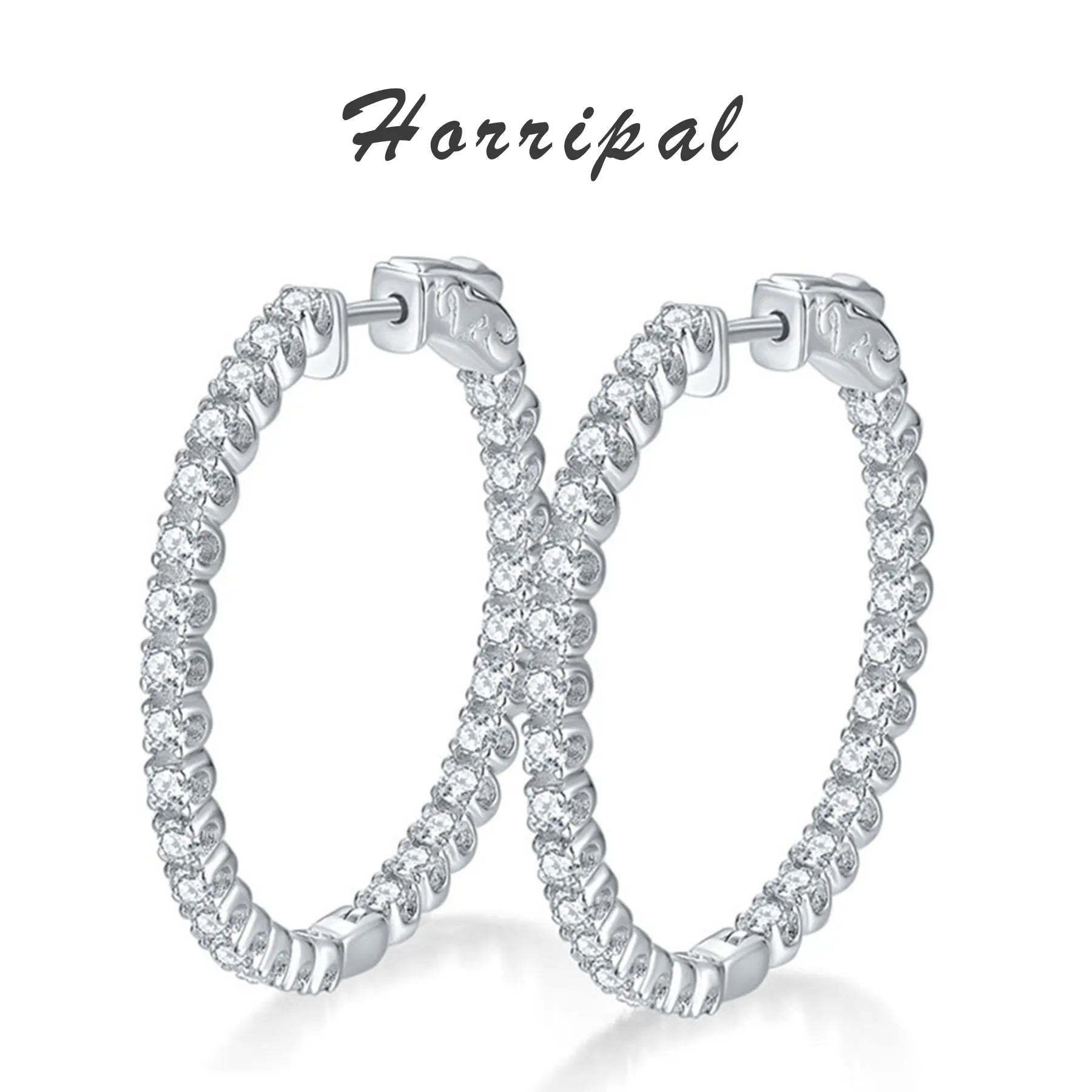 Hoop Moissanite Earrings for Women GRA Certified 2mm D VVS1 s925 Sterling Silver Plated 18k White Gold Diamond Wedding