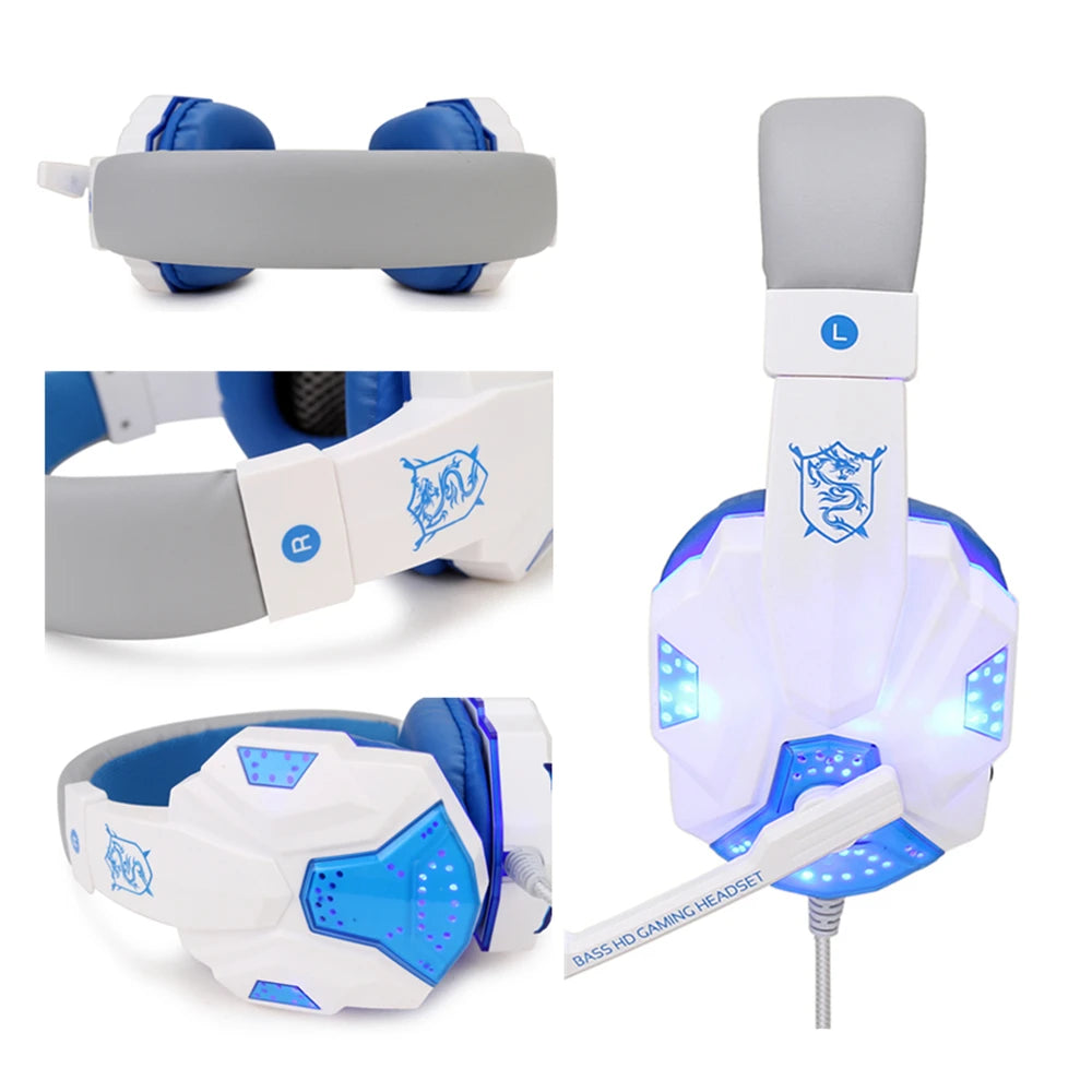 Wired Gaming Headphones With LED Light Noise-cancelling Gamer Headset Microphone for PC Computer Laptop For PS4 PS5 Xbox