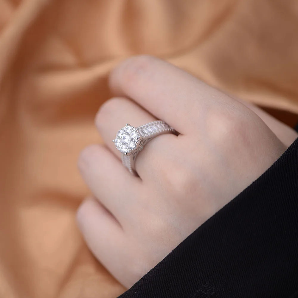 Wedding ring Set 925 silver jewelry wholesale fine Micro Inlaid Zircon Engagement Eternity Band rings women