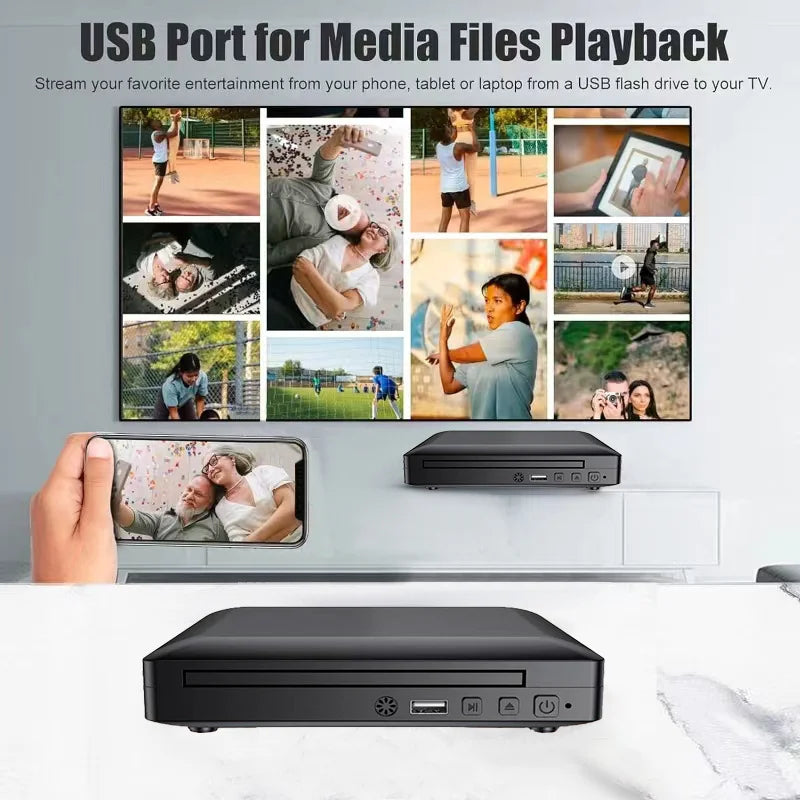 DVD Player High-defination 1080P Home Box For TV All Region Free CD-Discs AV-Output Built-in MIC-port