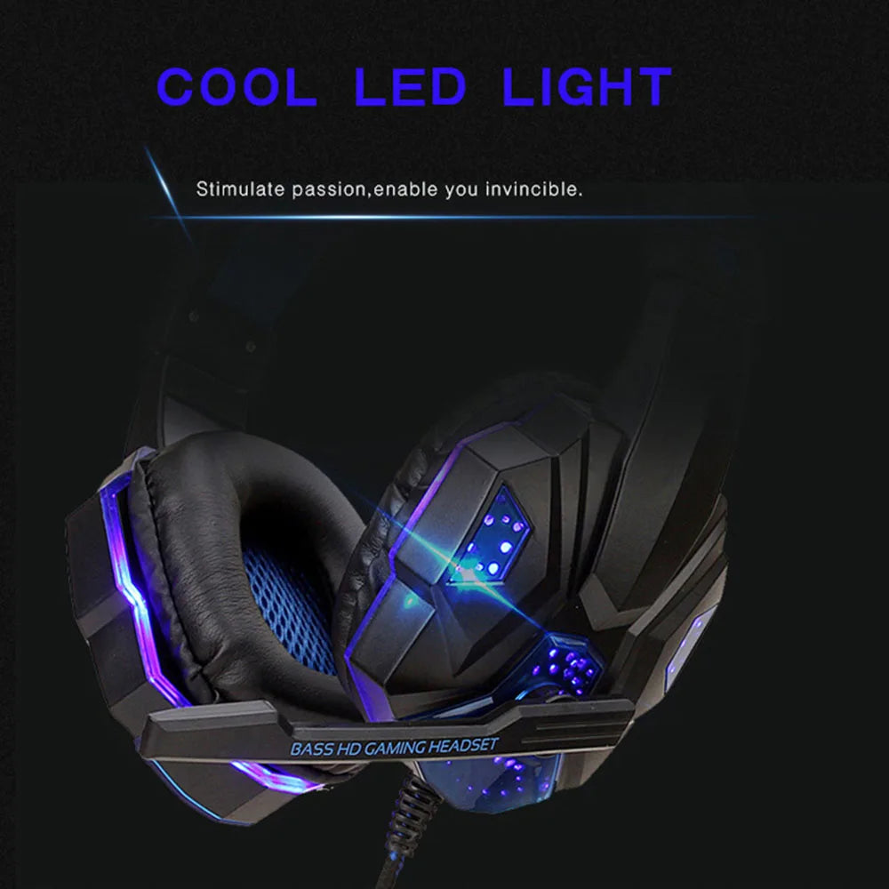 Wired Gaming Headphones With LED Light Noise-cancelling Gamer Headset Microphone for PC Computer Laptop For PS4 PS5 Xbox