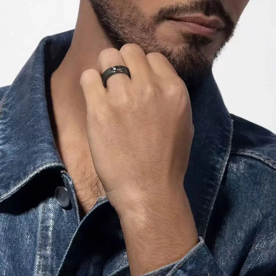 Classic Luxury Jewelry MOVE TITANIUM Series White Diamond Men’s ring Movable Stone S925 Pure Silver Material New Year’s