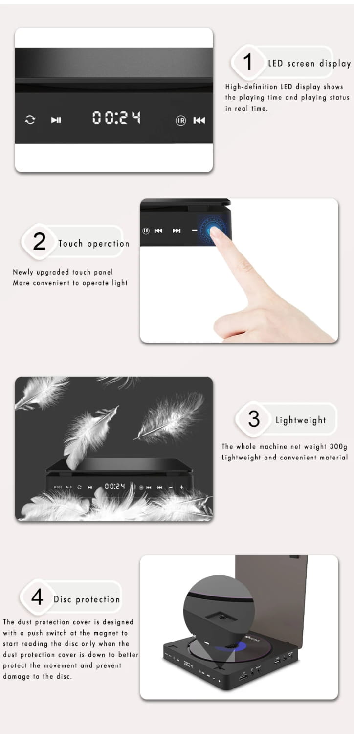 DVD Player HDMI for TV 1080P,Mini HD CD Players Home,Touch Sensor,HDMI & AV Cable and Controller Included,dvd 플레이어 плеер