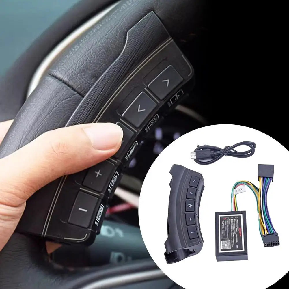 Car Bluetooth Steering Wheel Button Remote Control With Wiring Harness For 2 Din Android Radio Player 10-key I5W6