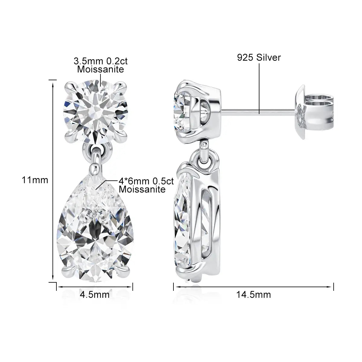 100% Real Moissanite Dangling Earrings For Women Lab Diamond Eardrop 925 Sterling Silver Jewelry Girl Valentine’s Day