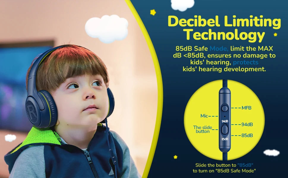 AWATRUE AT2 navy blue stereo gaming headphones with mic soft memory earmuffs