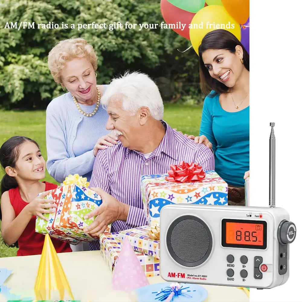 Portable Radio AM FM Audio Receiver Stable Signal With 3.5MM Earphone Plug Stretchable Antenna USB Battery Powered
