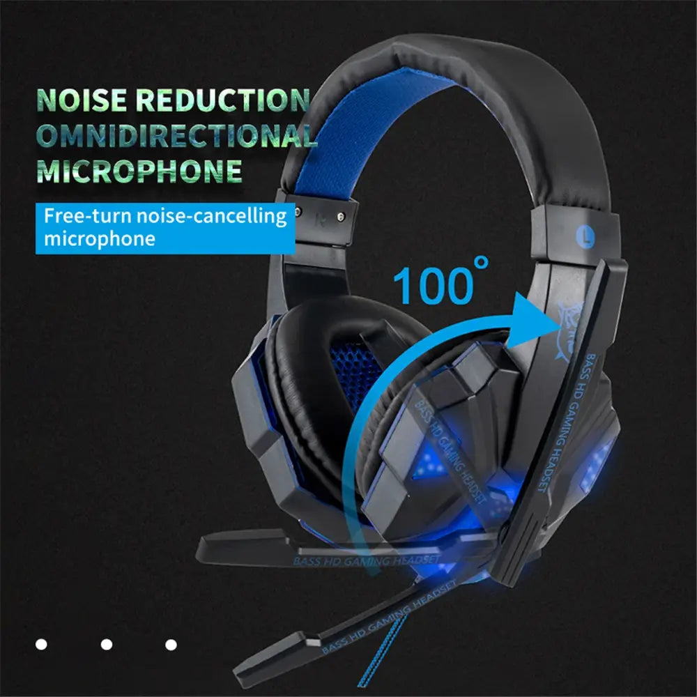 Wired Gaming Headphones With LED Light Noise-cancelling Gamer Headset Microphone for PC Computer Laptop For PS4 PS5 Xbox