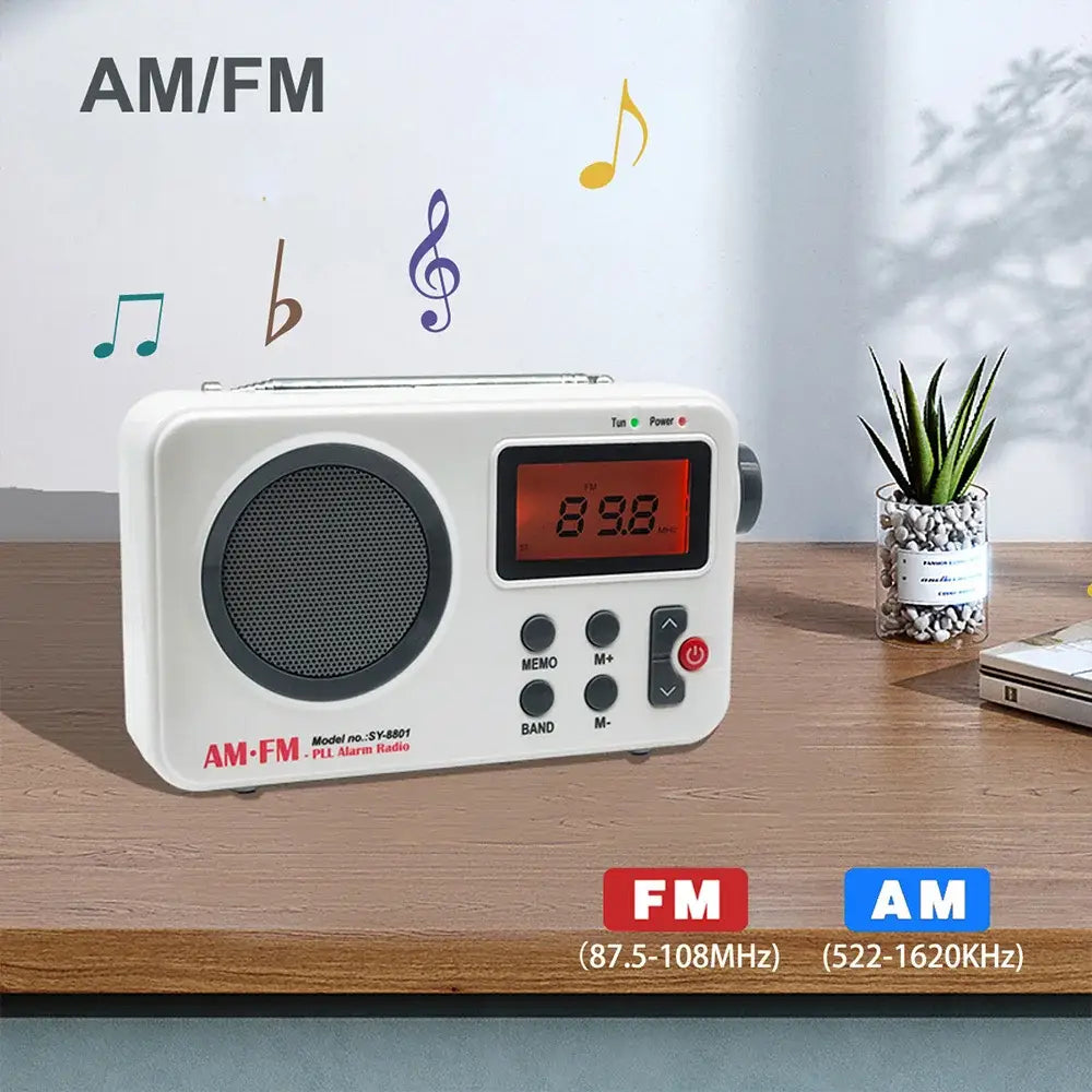 Portable Radio AM FM Audio Receiver Stable Signal With 3.5MM Earphone Plug Stretchable Antenna USB Battery Powered