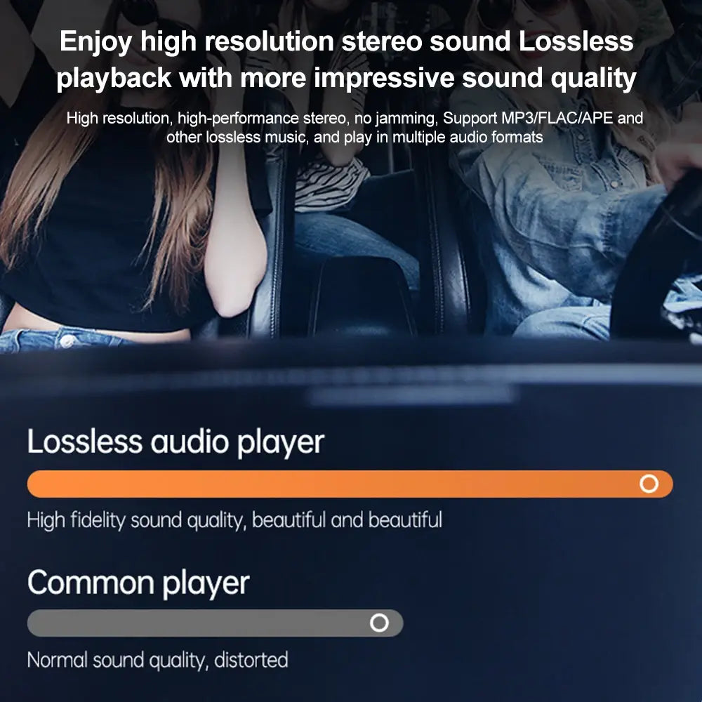 Person in black leather car seat using PD20W fast charging FM transmitter adapter