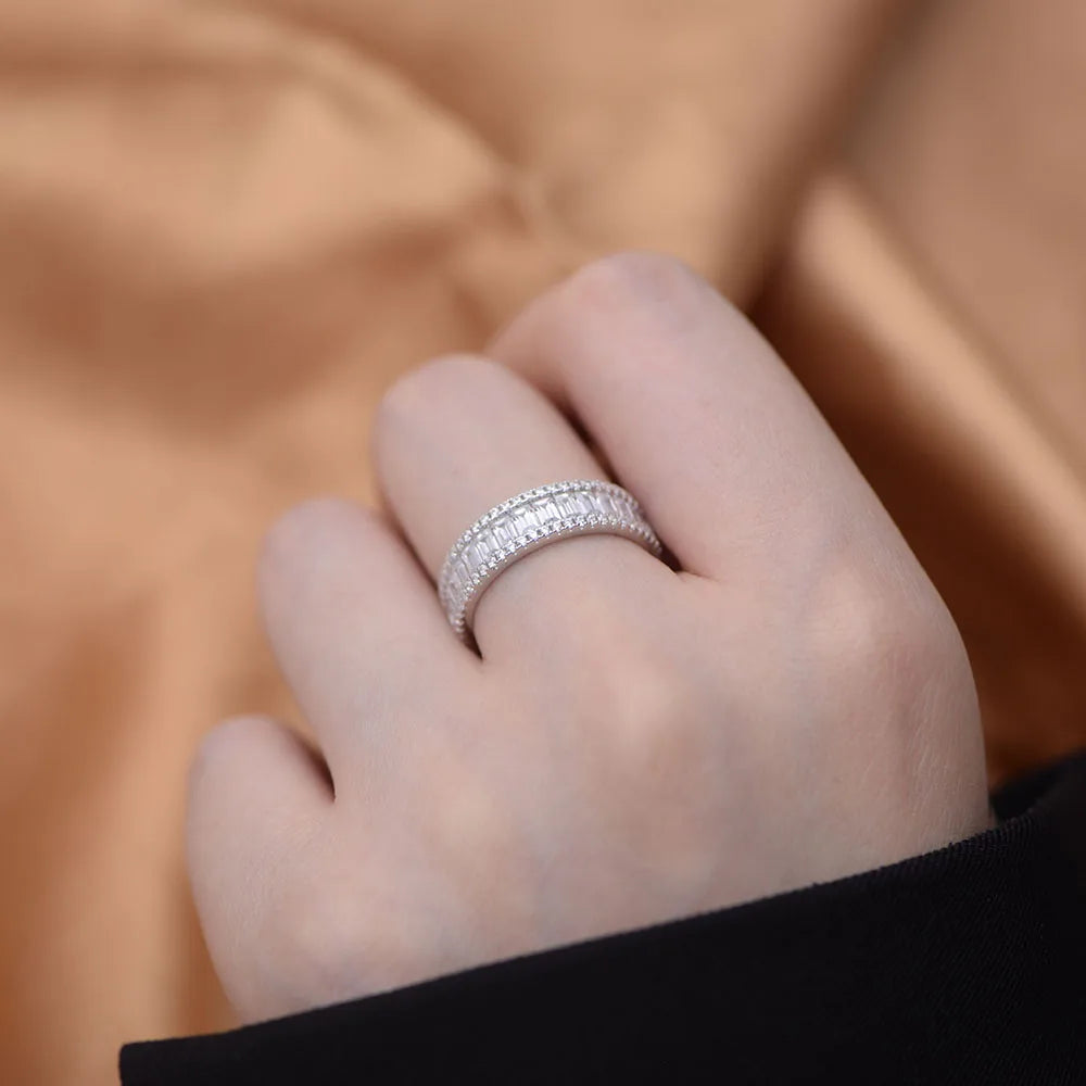 Wedding ring Set 925 silver jewelry wholesale fine Micro Inlaid Zircon Engagement Eternity Band rings women