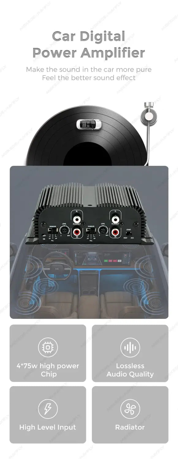 Car Digital Power Amplifier Audio Processor Stereo Bass Mini AMP Driver Lossless Music Amp