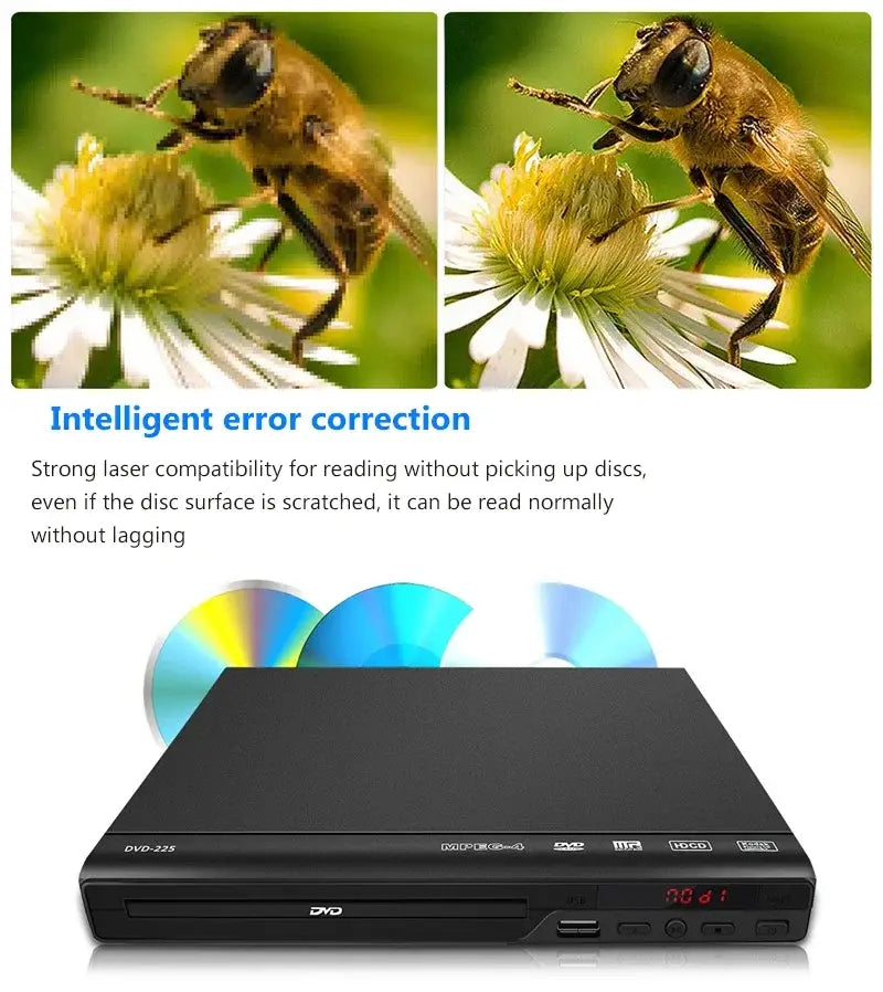 DVD Player 1080P Home Players Full HD Multimedia Digital TV Disc Support CD MP3 MP4 RW VCD Theatre System