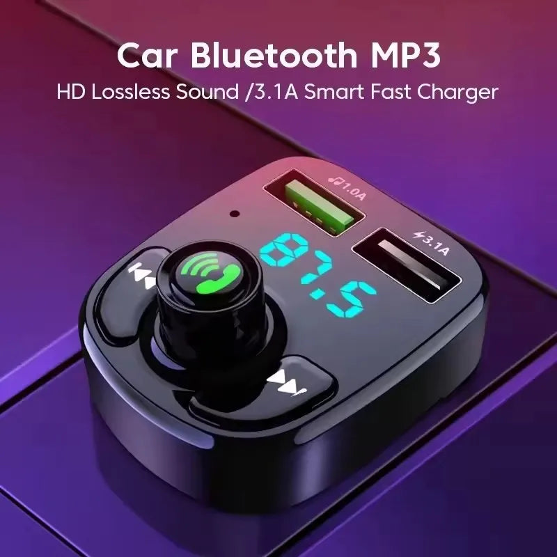 LED MP3 Car Bluetooth FM Hands-Free Bluetooth-compaitable 5.0 Transmitter 3.1A QC3.0 PD Type C Dual USB Kit Charger