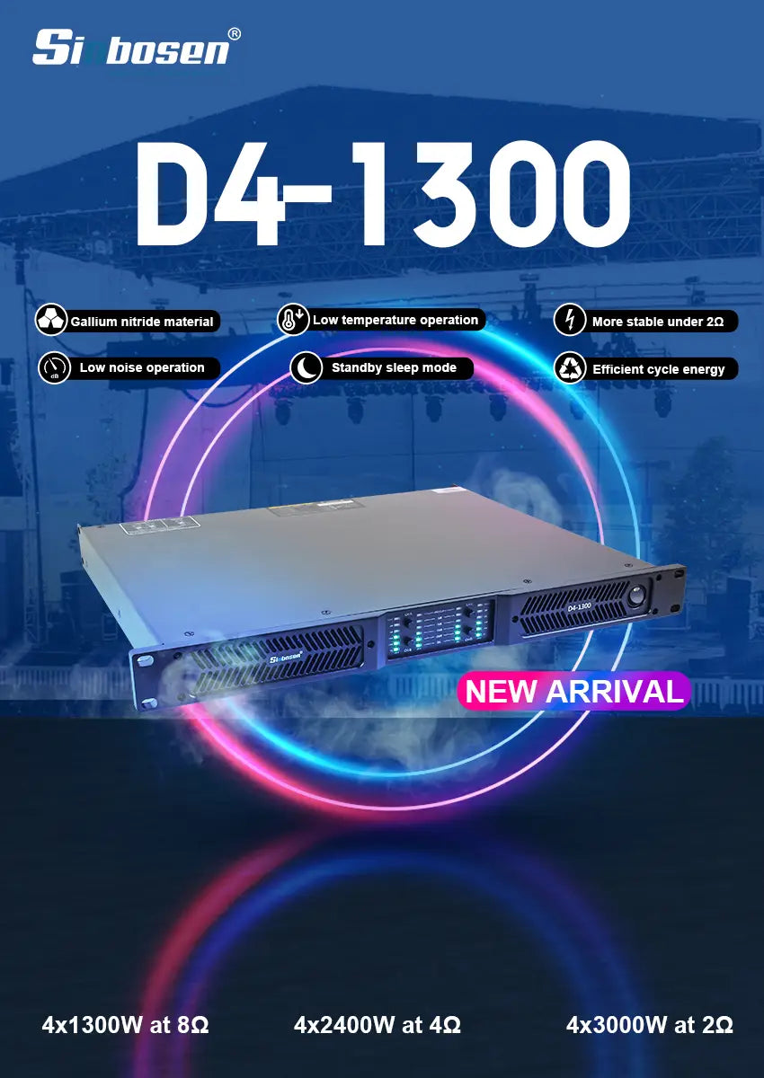 Wide Voltage D4-1300 Sinbosen Outdoor Digital 3000w 2 Ohms Power Amplifier 1u 4 Ch