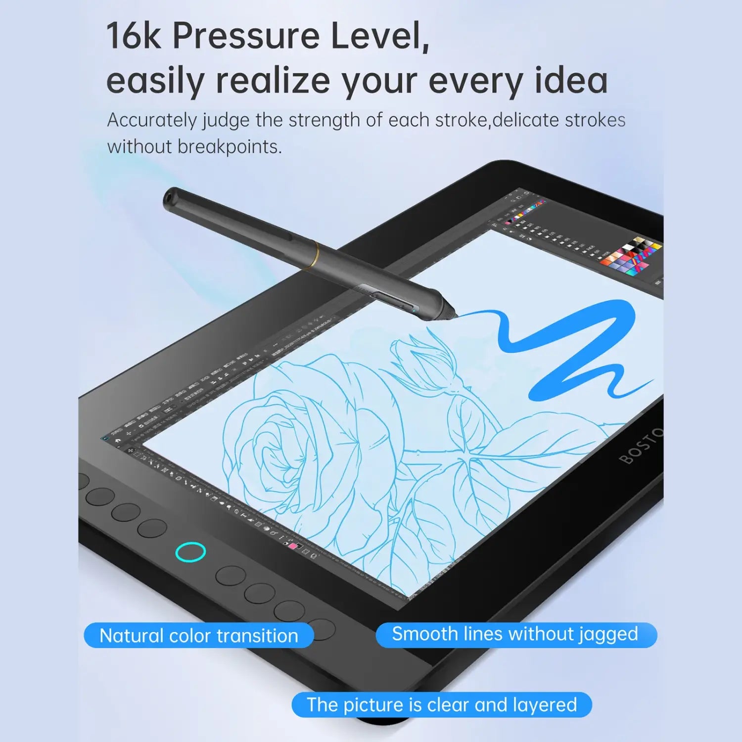 BOSTO BT-13HDK Portable Graphics Drawing Tablet 13.3 Inch H-IPS LED Screen Display Anti-glare Digital Art Pad