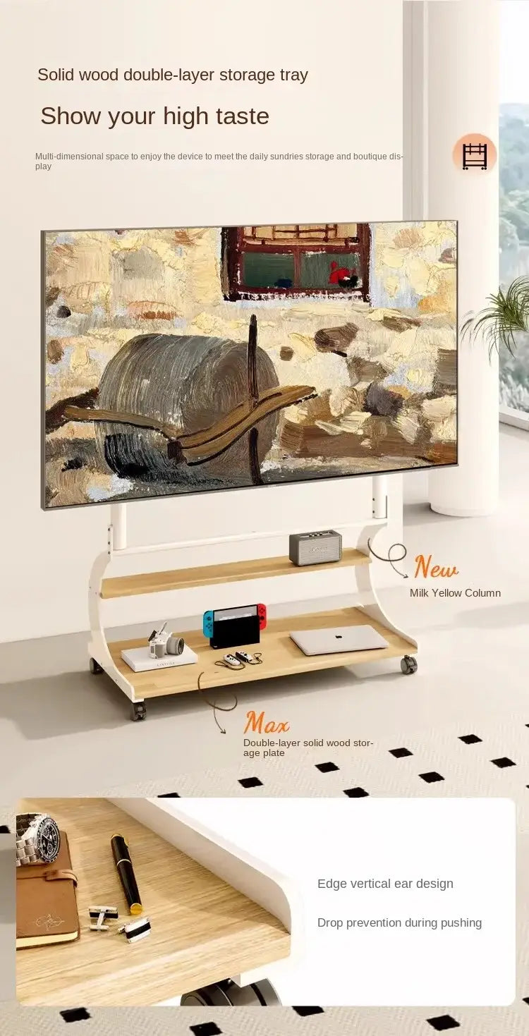 Mobile Rolling TV Stand for 50-100inch TVs Cart Shelf Mute Wheels up to 220lbs Max VESA 900x600mmFloor Support