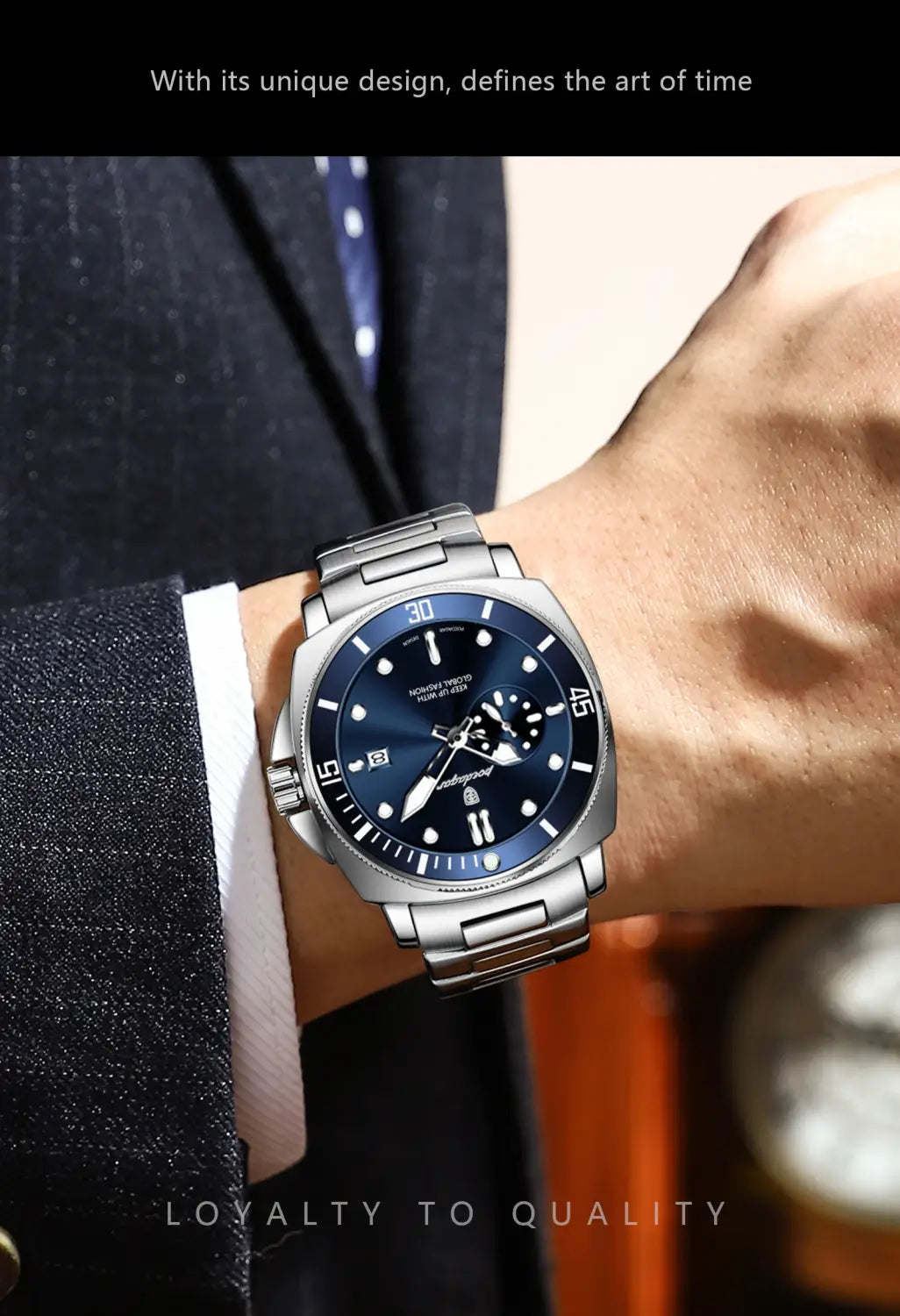 POEDAGAR Luxury Sports Man Wristwatch Luminous Waterproof Date Watch For Men Business Stainless Steel Quartz Men’s