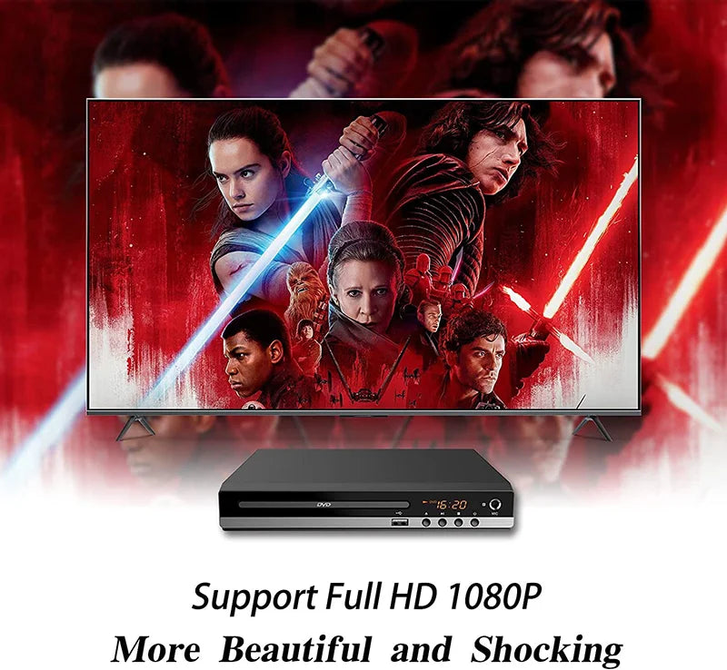 DVD Player High-defination 1080P Home Box For TV All Region Free CD-Discs AV-Output Built-in MIC-port
