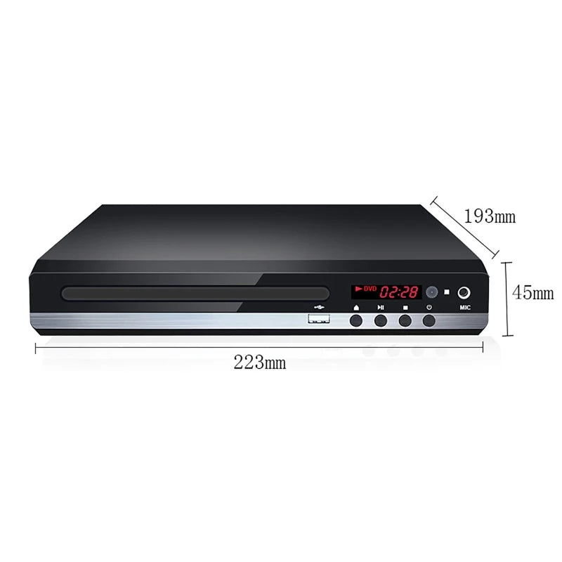 DVD Player High-defination 1080P Home Box For TV All Region Free CD-Discs AV-Output Built-in MIC-port