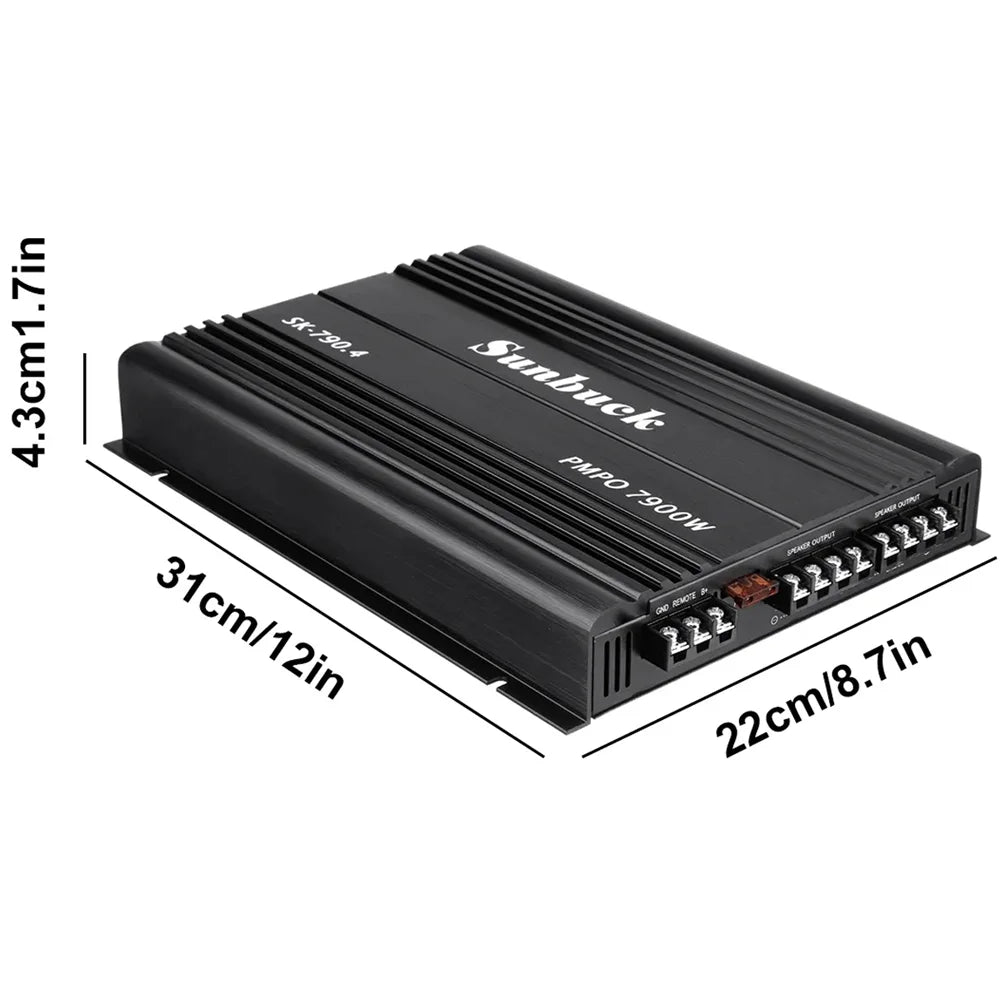 SK-790.4 Car Power Amplifier 4-Channel Class A/B Digital Stereo Surround Passive Subwoofer 12V Audio Player Max 7900W