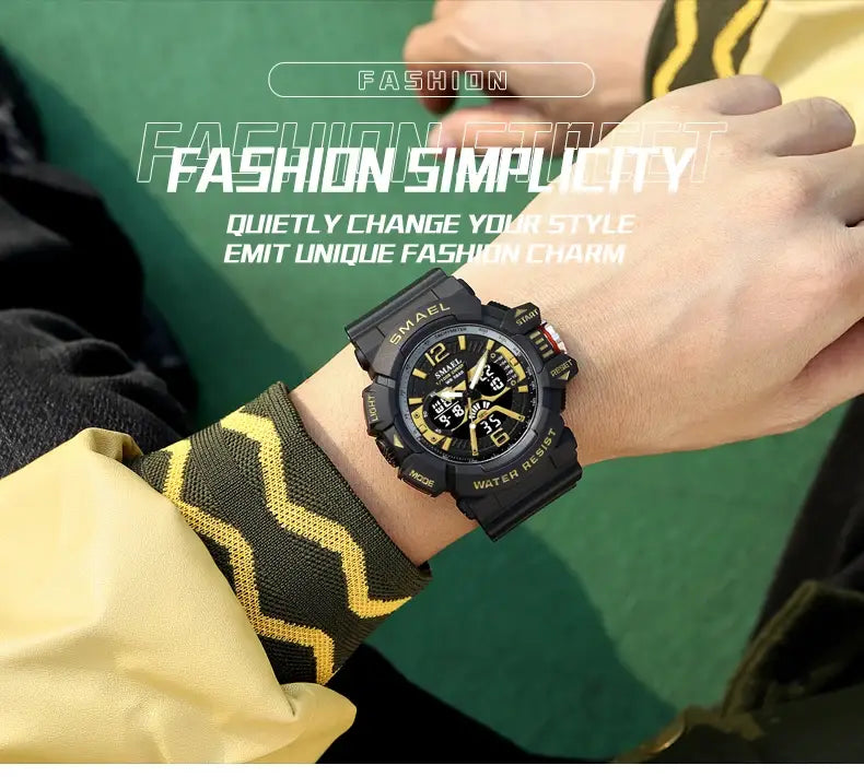 Sport Watch Men SMAEL 50M Waterproof Wristwatches Dual Time Display Multi-function Sports Clocks 8065 Mens Watches