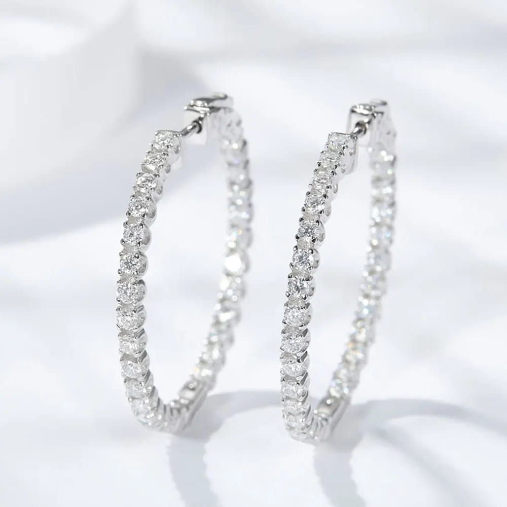 Hoop Moissanite Earrings for Women GRA Certified 2mm D VVS1