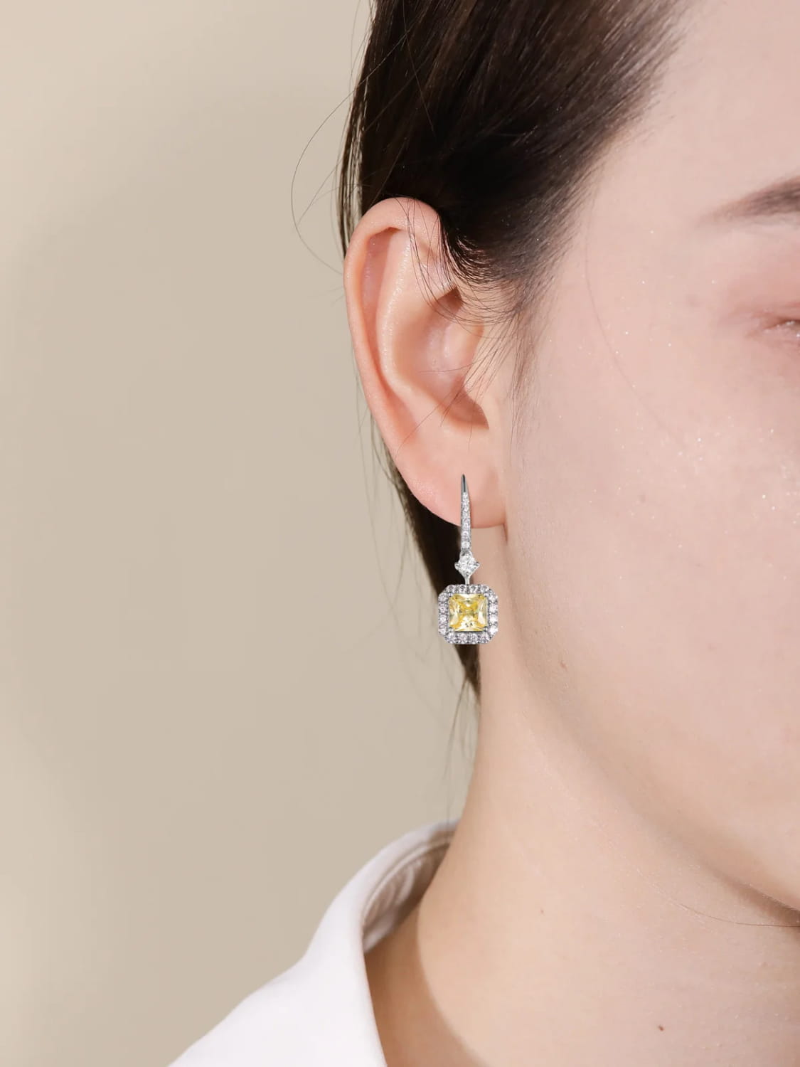 TYYL Yellow White Zircon Diamond Fairy Square Drop Earrings For Women Charms Wedding High Party Trend Jewelry Full