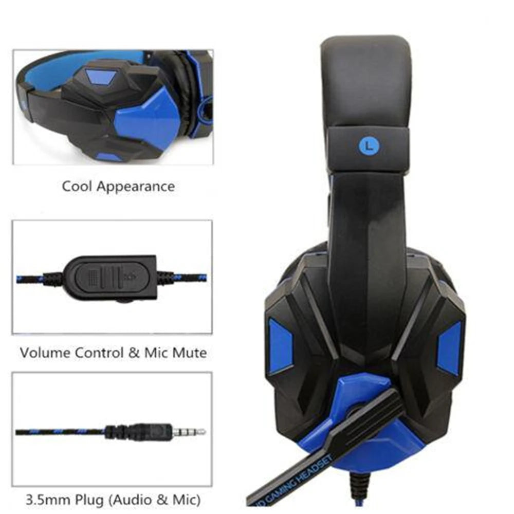 Wired Gaming Headphones for PS4 PS5 Xbox Smartphone Laptop PC Bass Stereo Gamer Headset Helmet with 120° Adjustable