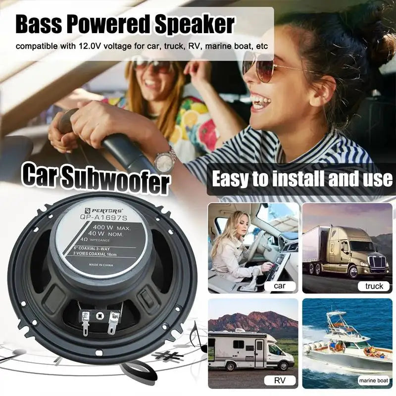 6 Inch 3-Way HiFi Coaxial Car Speakers 400W Vehicle Door Auto Audio Music Stereo Full Range Frequency Automotive