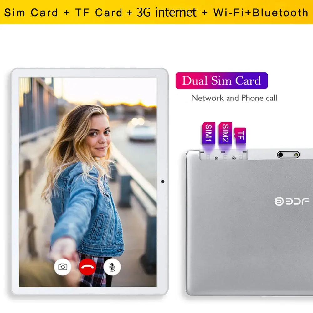 TABLET 10.1 Inch Tablet Android 11 6GB RAM 128GB ROM 3G 4G Mobile Phone Call Octa Core 8 CPU AI Speed-up 5000mAh Battery