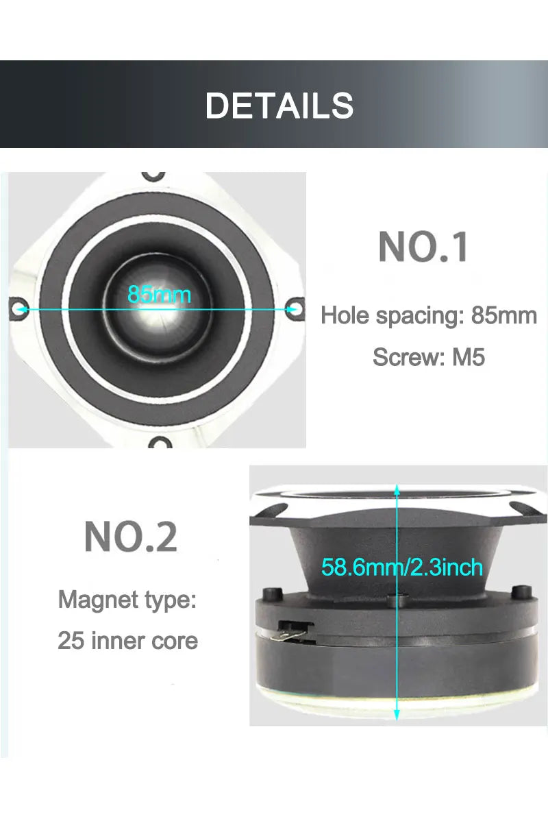 2 Pcs 3 inch Car Speakers Max. Power 800W Full Range Frequency Titanium Tweeter Automotive Audio Music Speaker